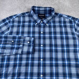 Bonobos Shirt Mens XL‎ Blue Plaid Slim Fit Cotton Pocket Business Button Down